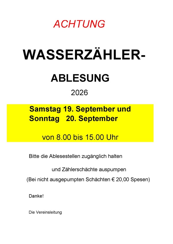 Wasserablesung 2026
